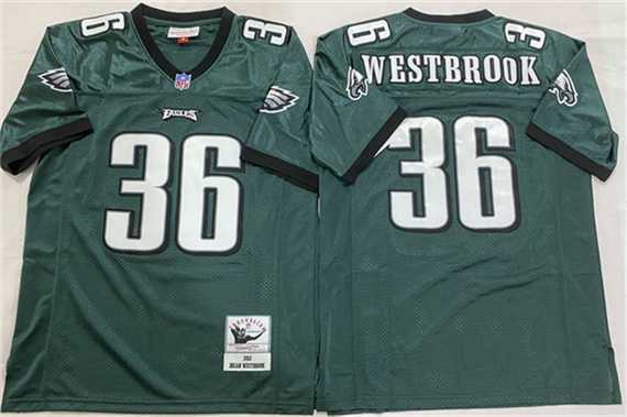 Men%27s Philadelphia Eagles #36 Brian Westbrook Green Throwback Stitched Football Jersey