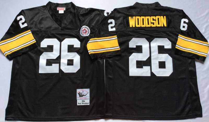 Men%27s Pittsburgh Steelers #26 Rod Woodson Black Throwback Stitched Football Jersey