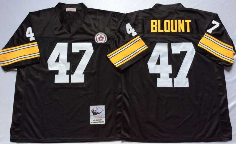 Men%27s Pittsburgh Steelers #47 Mel Blount Black Throwback Stitched Football Jersey