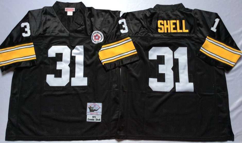 Men%27s Pittsburgh Steelers #31 Donnie Shell Black Throwback Stitched Football Jersey