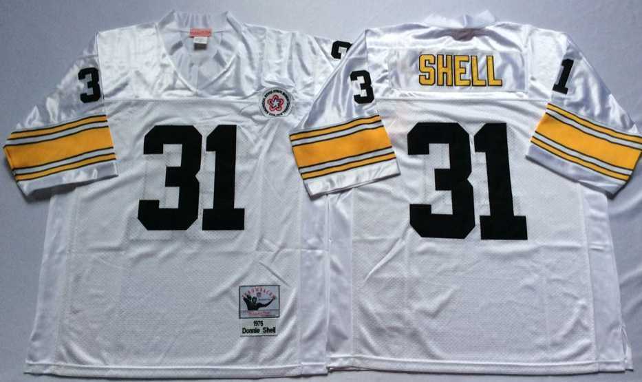Men%27s Pittsburgh Steelers #31 Donnie Shell White Throwback Stitched Football Jersey