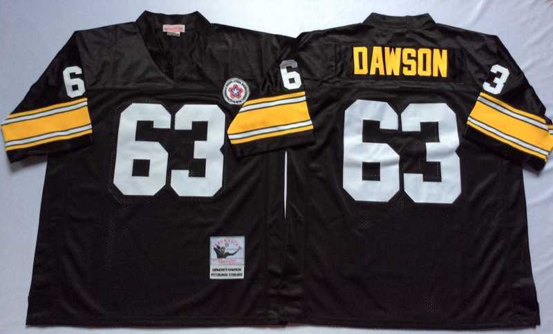 Men%27s Pittsburgh Steelers #63 Dermontti Dawson Black Throwback Stitched Football Jersey