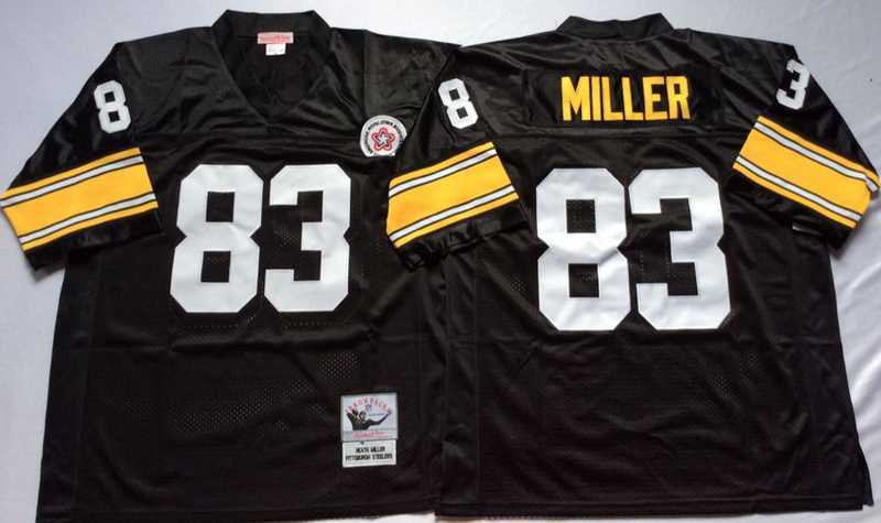 Men%27s Pittsburgh Steelers #83 Heath Miller Black Throwback Stitched Football Jersey
