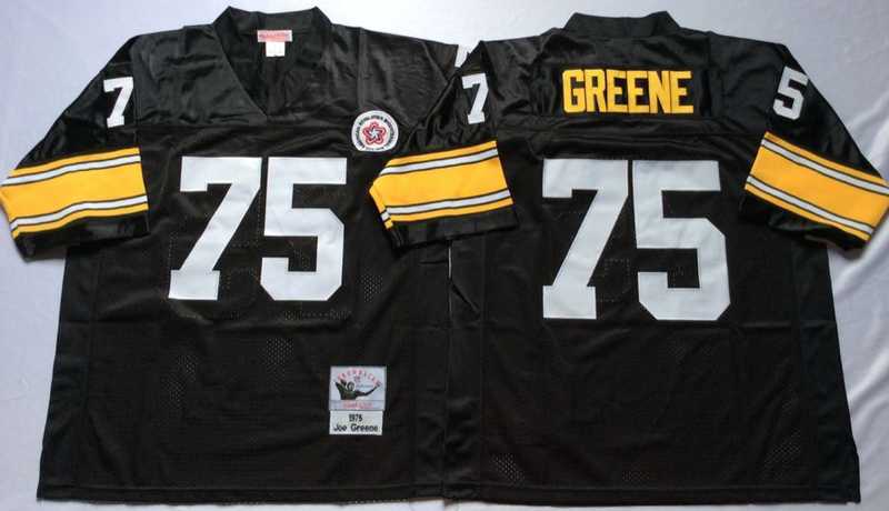 Men%27s Pittsburgh Steelers #75 Joe Greene Black Throwback Stitched Football Jersey