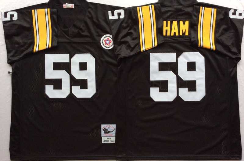 Men%27s Pittsburgh Steelers #59 Jack Ham Black Throwback Stitched Football Jersey