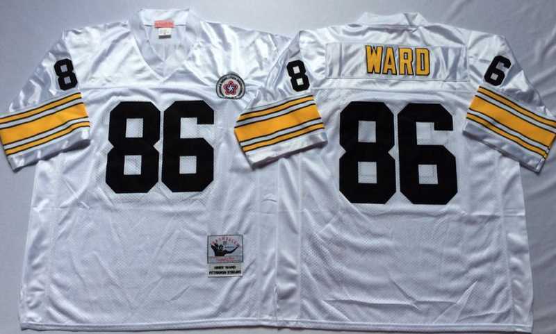 Men%27s Pittsburgh Steelers #86 Hines Ward White Throwback Stitched Football Jersey