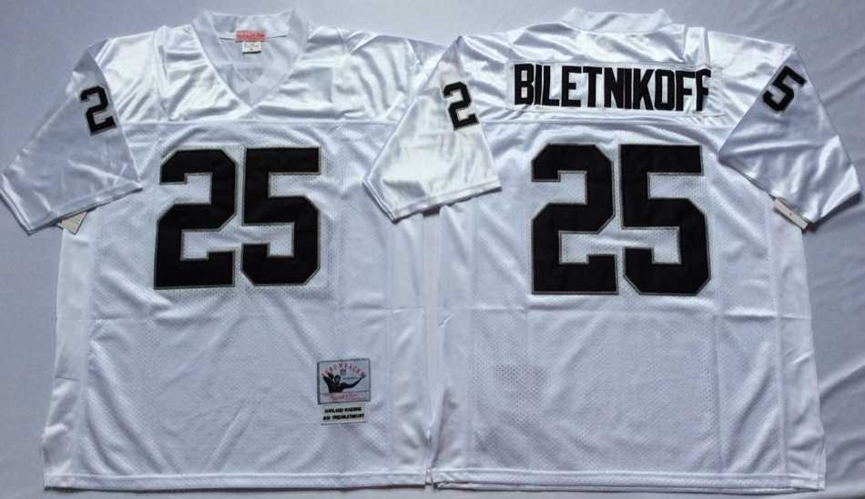 Men%27s Raiders #25 Fred Biletnikoff White Throwback Stitched Football Jersey
