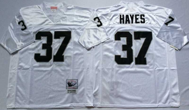 Men%27s Raiders #37 Lester Hayes White Throwback Stitched Football Jersey