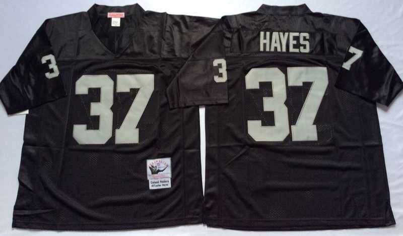 Men%27s Raiders #37 Lester Hayes Black Throwback Stitched Football Jersey