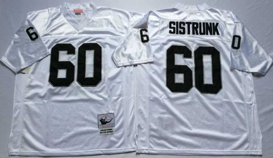 Men%27s Raiders #60 Otis Sistrunk White Throwback Stitched Football Jersey