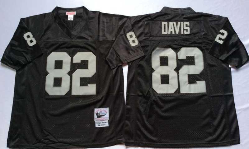 Men%27s Raiders #82 Al Davis Black Throwback Stitched Football Jersey