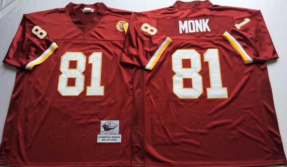 Men%27s Redskins #81 Art Monk Red Throwback Stitched Football Jersey