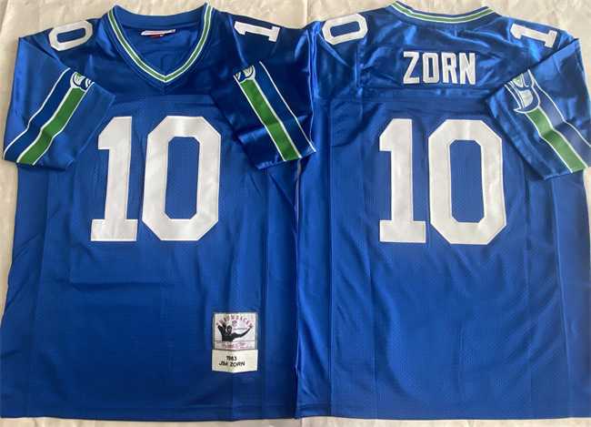 Men%27s Seattle Seahawks #10 Jim Zorn Royal Throwback Stitched Football Jersey