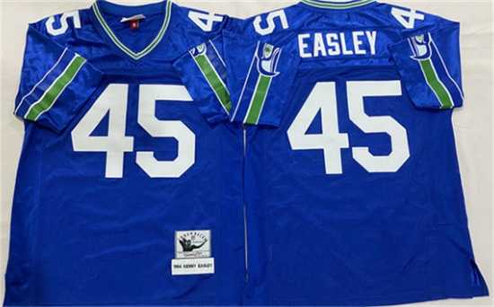 Men%27s Seattle Seahawks #45 Kenny Easley Royal Throwback Stitched Football Jersey