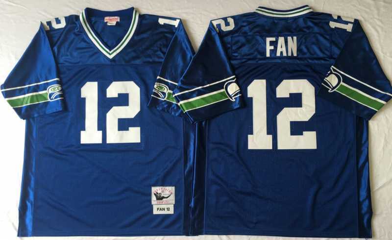 Men%27s Seattle Seahawks #12 Fan Blue Throwback Stitched Football Jersey