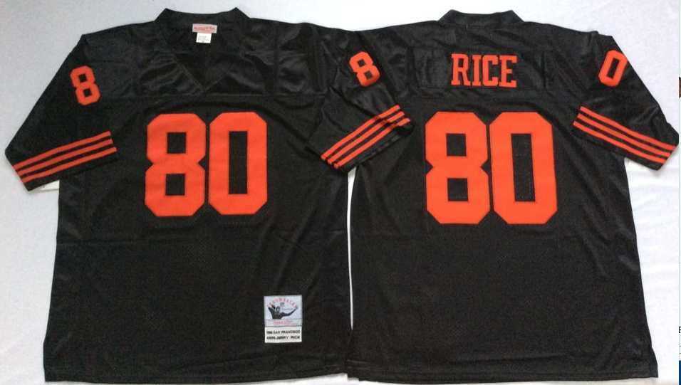 Men%27s San Francisco 49ers #80 Jerry Rice Black Throwback Stitched Football Jersey