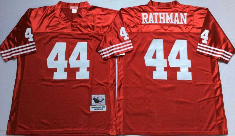 Men%27s San Francisco 49ers #44 Tom Rathman Red Throwback Stitched Football Jersey