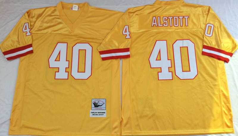 Men%27s Tampa Bay Buccaneers #40 Mike Alstott Yellow Throwback Stitched Football Jersey