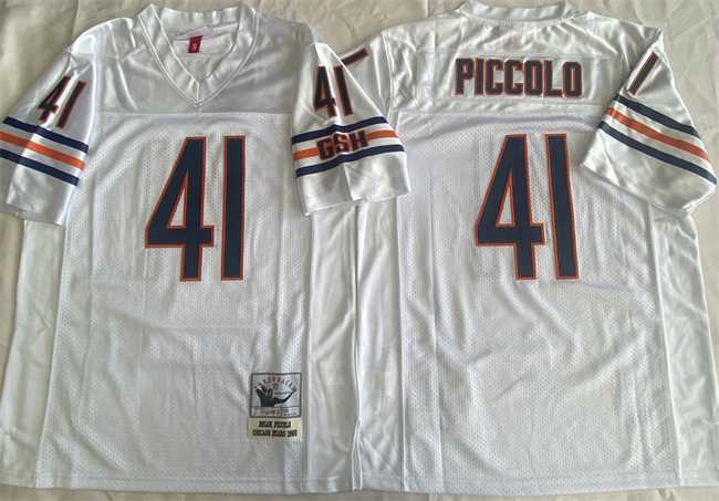 Men%27s Chicago Bears #41 Brian Piccolo White Throwback Stitched Football Jersey