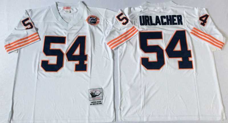 Men%27s Chicago Bears #54 Brian Urlacher White Throwback Stitched Football Jersey