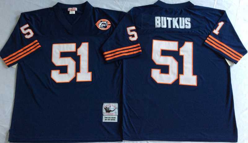 Men%27s Chicago Bears #51 Dick Butkus Navy Throwback Stitched Football Jersey