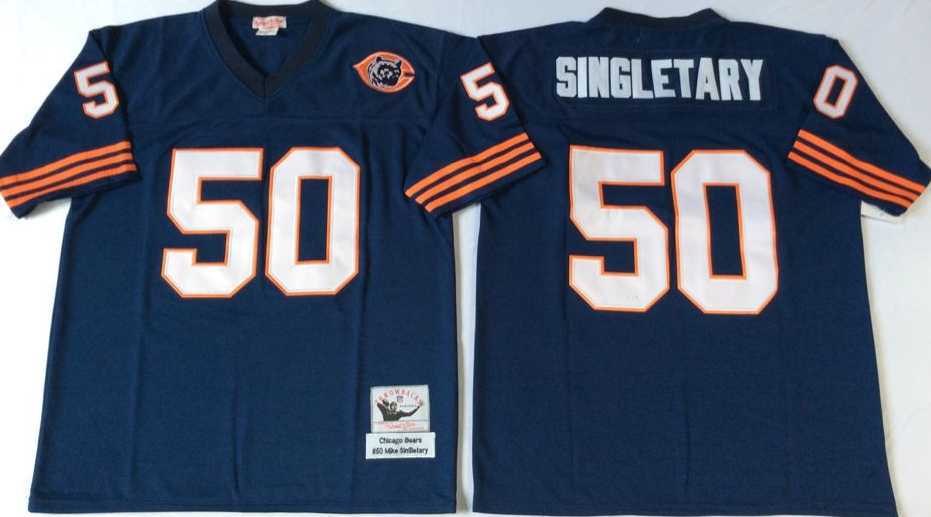 Men%27s Chicago Bears #50 Mike Singletary Navy 1985 Throwback Stitched Football Jersey