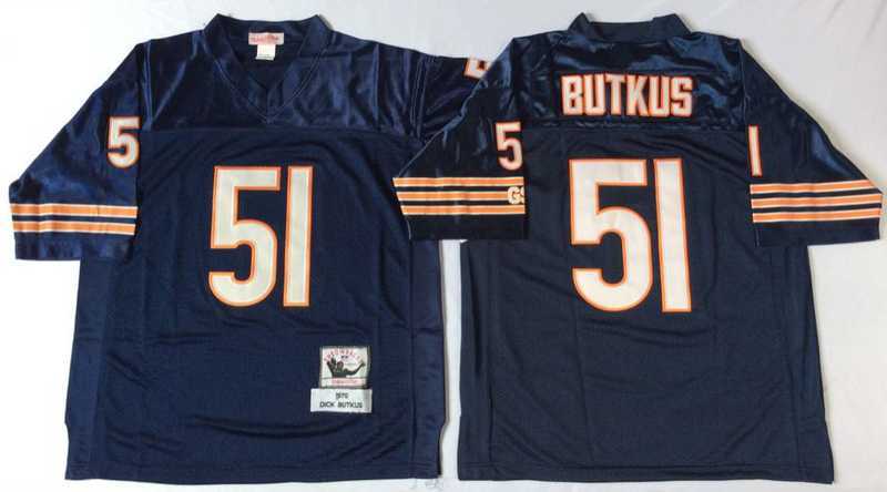 Men%27s Chicago Bears #51 Dick Butkus Navy 1985 Throwback Stitched Football Jersey
