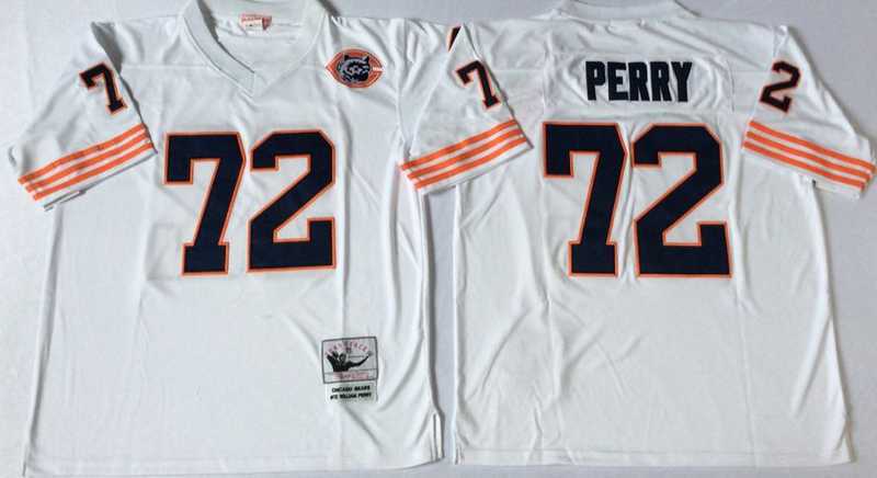 Men%27s Chicago Bears #72 William Perry White Throwback Stitched Football Jersey