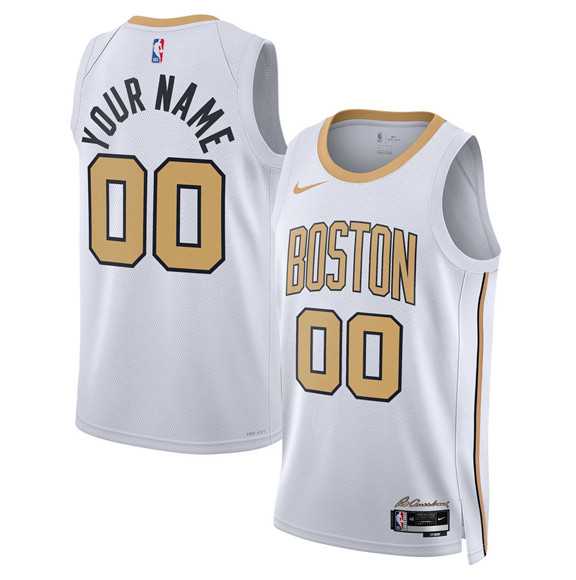 Men%27s Boston Celtics Active Player Custom White 2025-26 City Edition Swingman Stitched Basketball Jersey