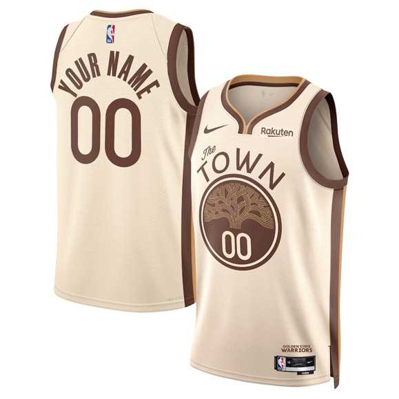 Men%27s Golden State Warriors Active Player Custom Tan 2025-26 City Edition Stitched Basketball Jersey