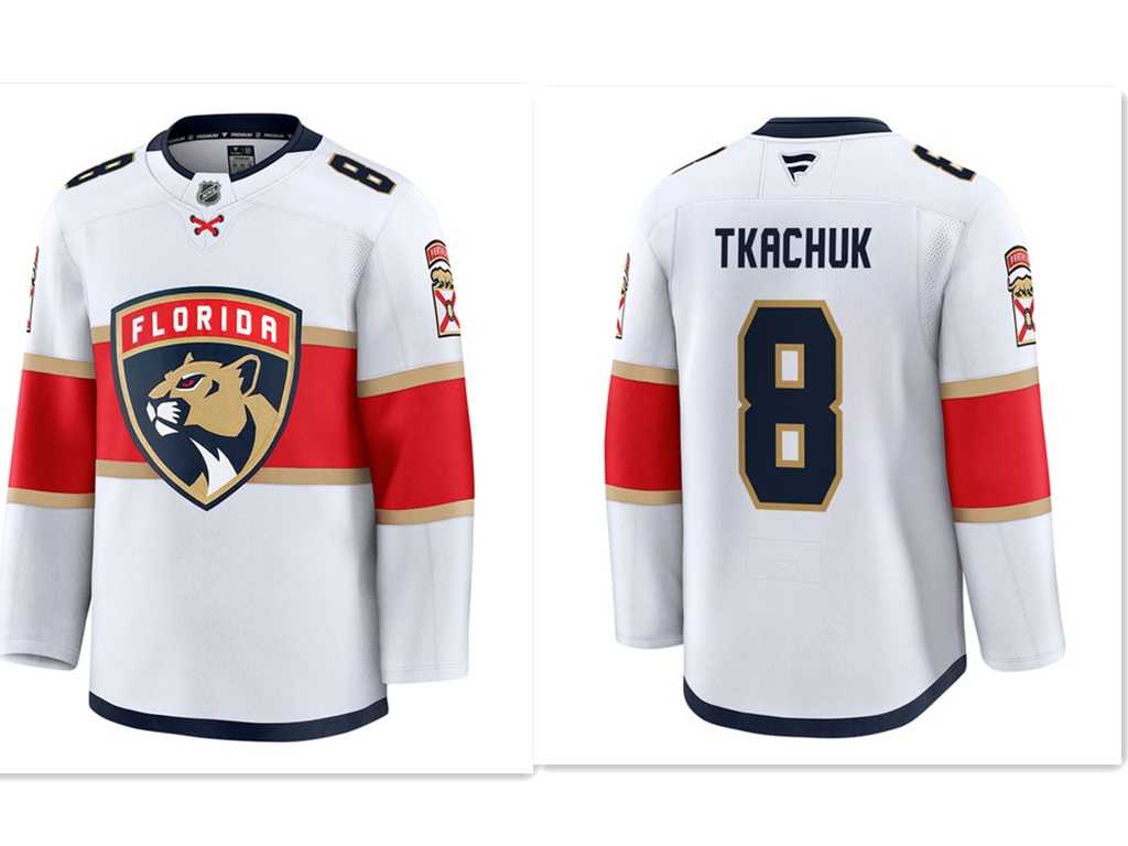 Men%27s Florida Panthers #8 Brady Tkachuk White Stitched away jersey Dzhi