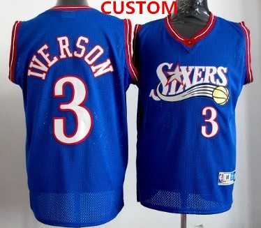 Men%27s Philadelphia 76ers Custom blue swingman throwback jersey
