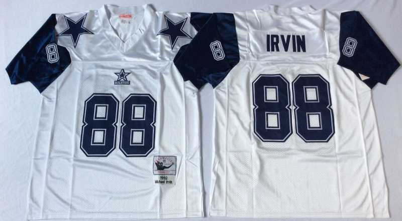 Men%27s Dallas Cowboys #88 Michael Irvin White Throwback Stitched Football Jersey