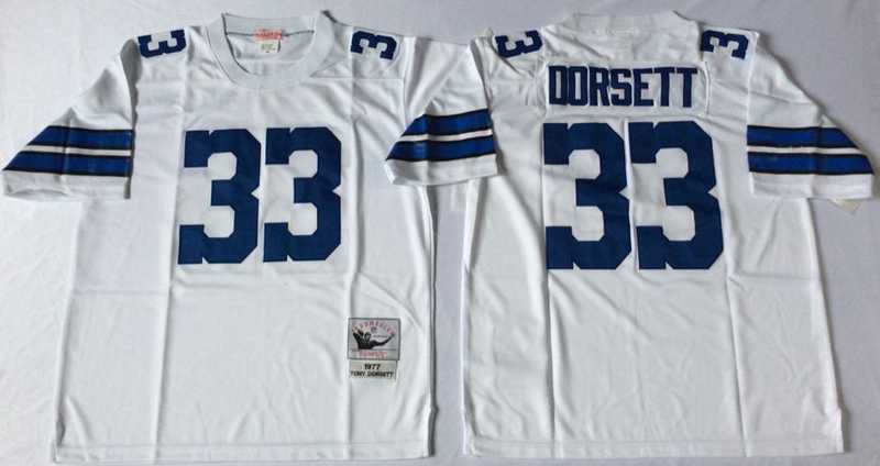 Men%27s Dallas Cowboys #33 Tony Dorsett White Throwback Stitched Football Jersey