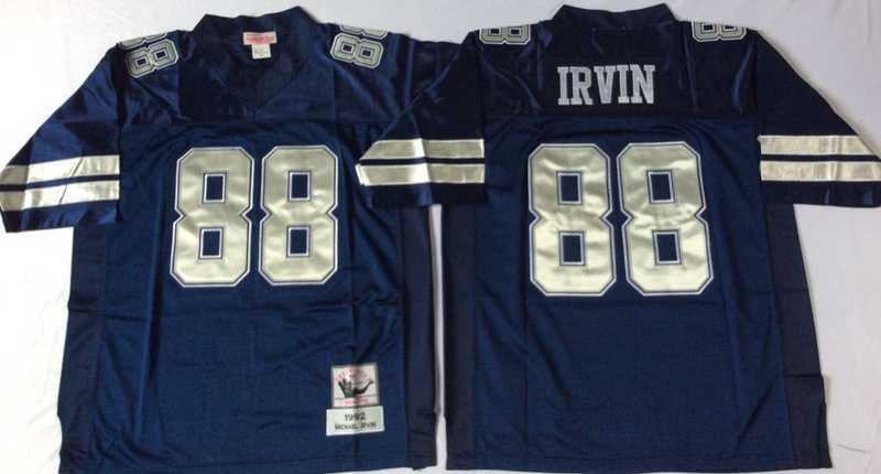 Men%27s Dallas Cowboys #88 Michael Irvin Navy Throwback Stitched Football Jersey