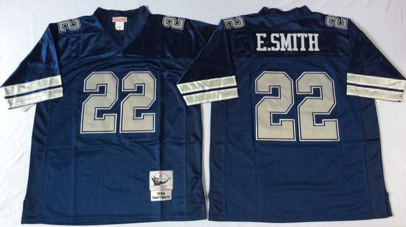 Men%27s Dallas Cowboys #22 Emmitt Smith Navy Throwback Stitched Football Jersey