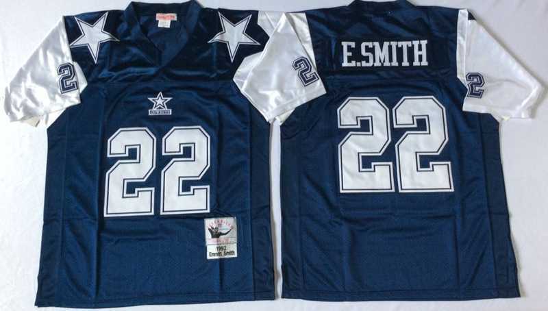 Men%27s Dallas Cowboys #22 Emmitt Smith Navy Thanksgiving Throwback Stitched Football Jersey
