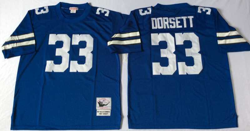 Men%27s Dallas Cowboys #33 Tony Dorsett Blue Throwback Stitched Football Jersey