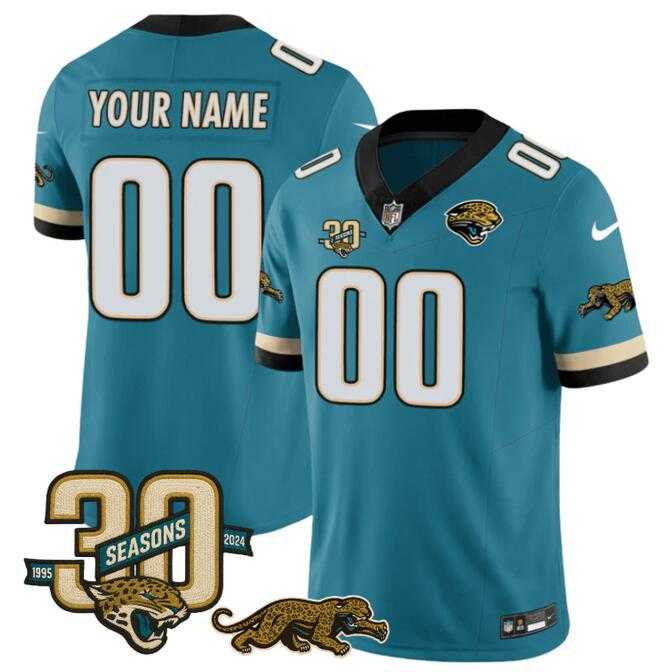 Men%27s Jacksonville Jaguars Active Player Custom Teal F.U.S.E With 30th Seasons Patch Vapor Limited Stitched Jersey
