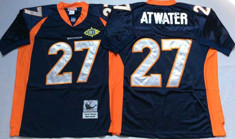 Men%27s Denver Broncos #27 Steve Atwater Navy Throwback Stitched Football Jersey