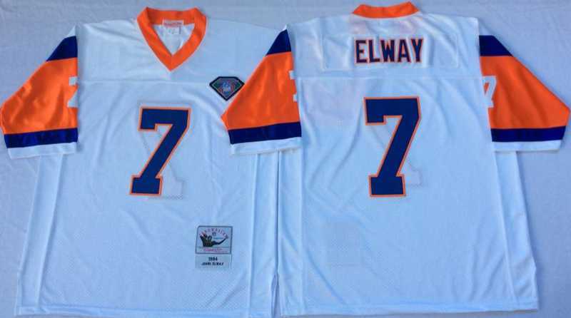 Men%27s Denver Broncos #7 John Elway White Throwback Stitched Football Jersey
