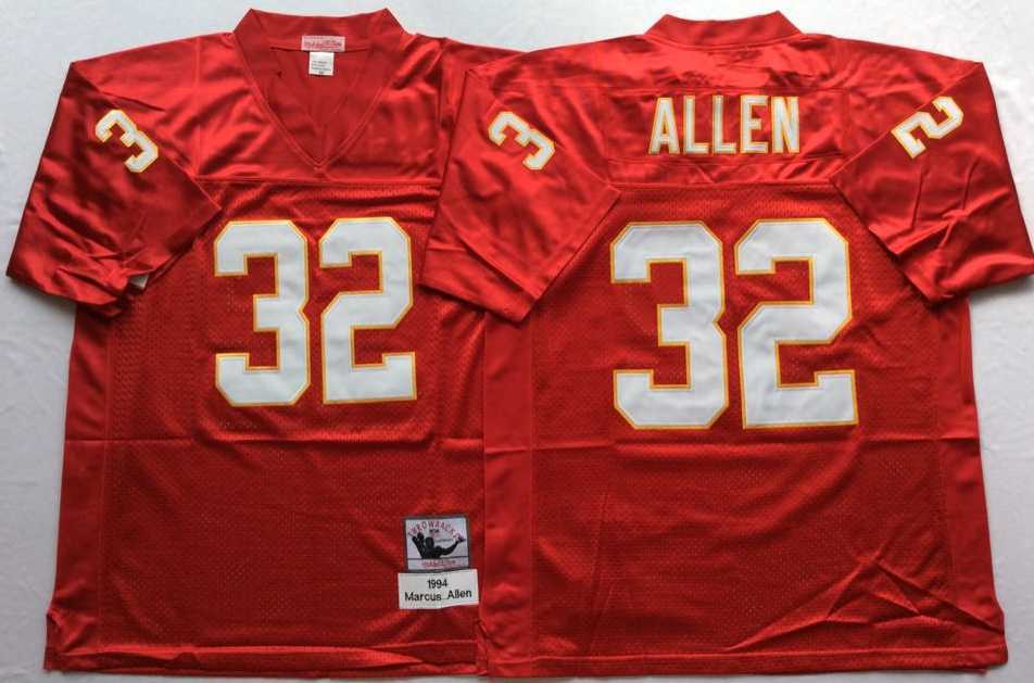 Men%27s Kansas City Chiefs #32 Marcus Allen Red Throwback Stitched Football Jersey