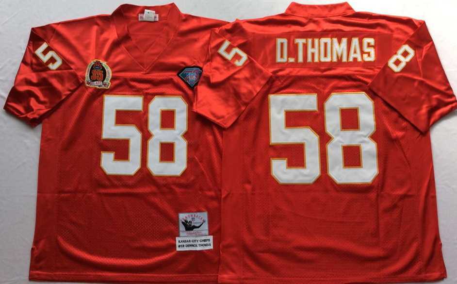 Men%27s Kansas City Chiefs #58 Derrick Thomas Red Throwback Stitched Football Jersey