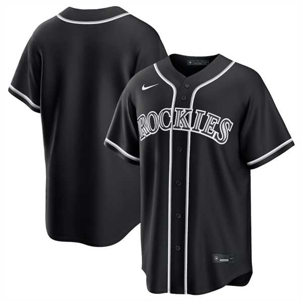 Men%27s Colorado Rockies Blank Black Out Stitched Jersey Dzhi