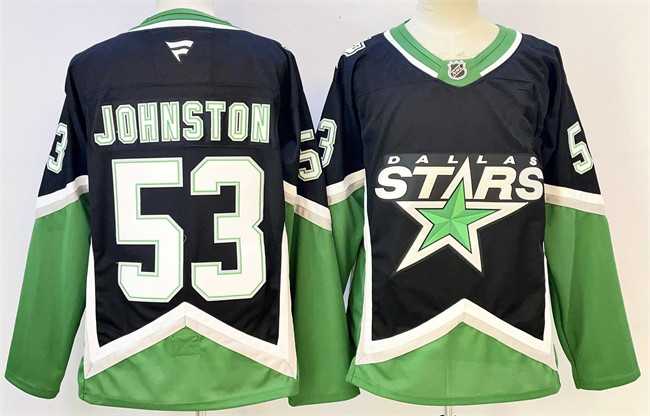 Men%27s Dallas Stars #53 Wyatt Johnston Black Authentic Jersey