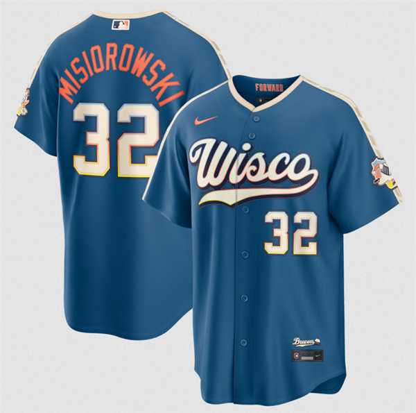 Men%27s Milwaukee Brewers #32 Jacob Misiorowski Mineral Blue 2026 City Connect Stadium Stitched Stitched Jersey Dzhi