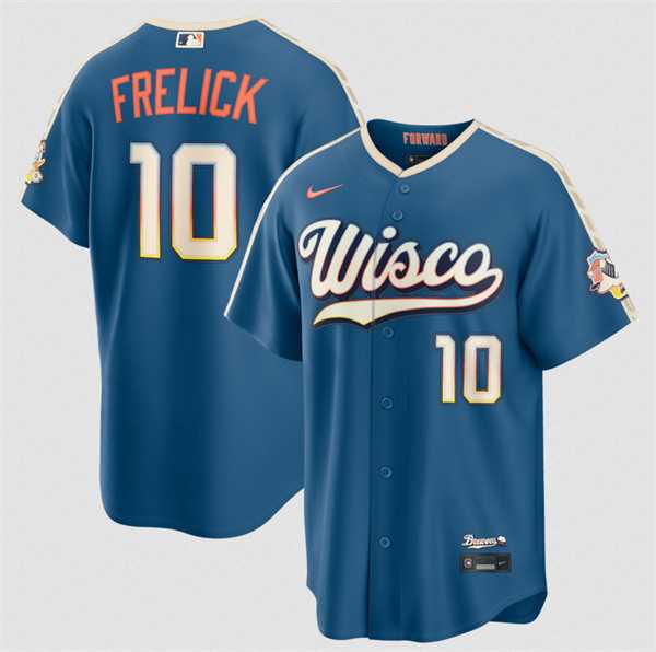 Men%27s Milwaukee Brewers #10 Sal Frelick Mineral Blue 2026 City Connect Stadium Stitched Stitched Jersey Dzhi