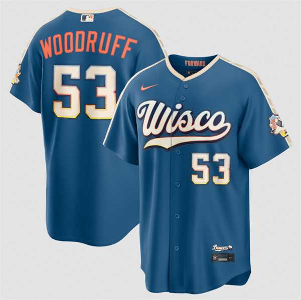 Men%27s Milwaukee Brewers #53 Brandon Woodruff Mineral Blue 2026 City Connect Stadium Stitched Stitched Jersey Dzhi