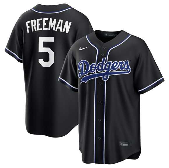 Men%27s Los Angeles Dodgers #5 Freddie Freeman 2026 Black Out Stitched Jersey Dzhi