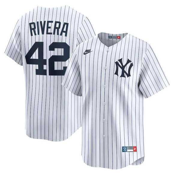 Men%27s New York Yankees #42 Mariano Rivera White Home Limited Stitched Jersey Dzhi